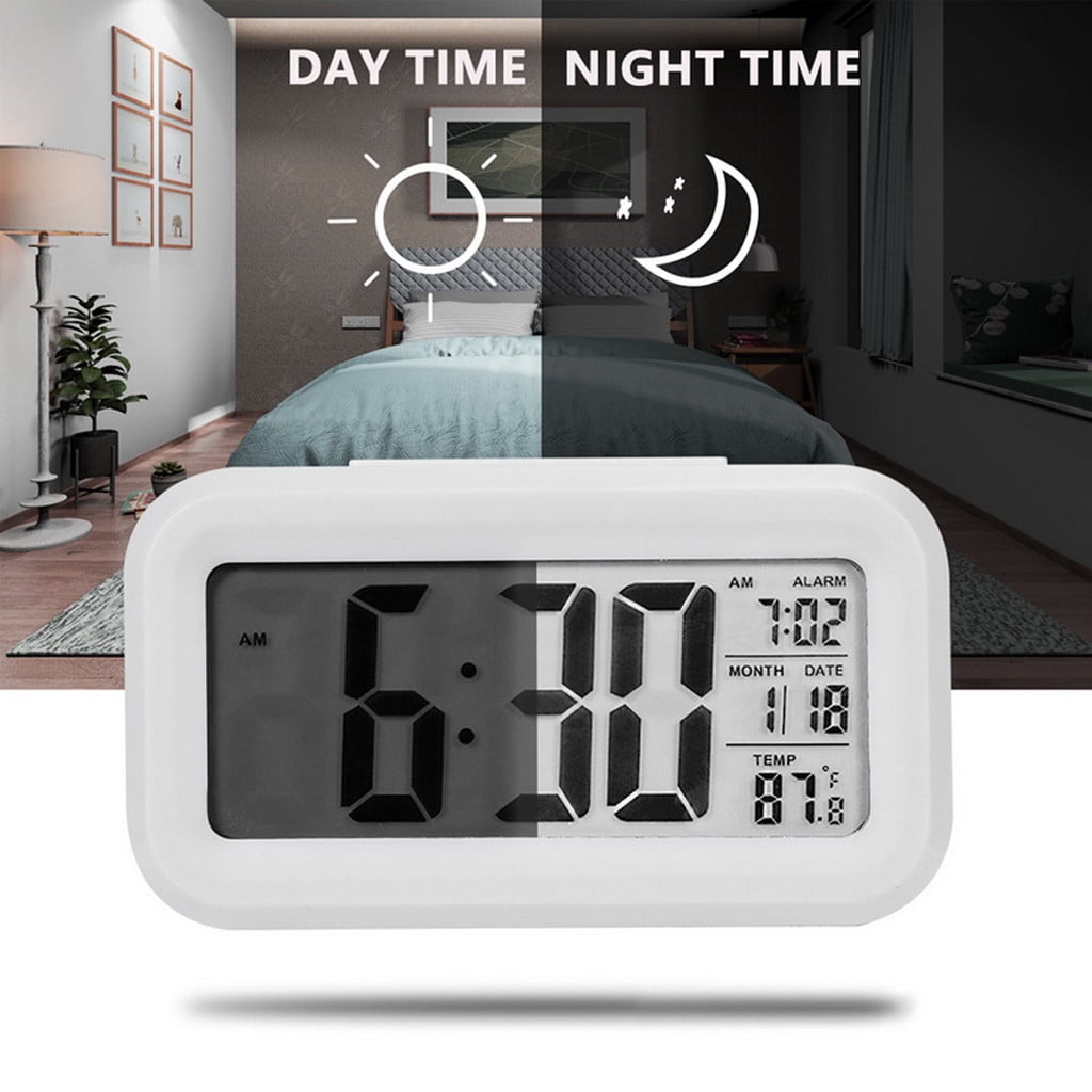 Digital Snooze LCD Alarm Clock Backlight Time Calendar Thermometer Temperature 
