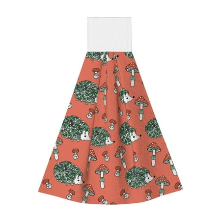 

Gaeub Hedgehog Mushroom Print Hand Towels with Hook Hanging Tie Towels Coral Velvet Dishtowels for Bathroom Restroom Home Decor