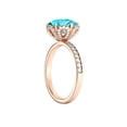 thumbnail image 2 of 14K Rose Gold 3.50 ctw Aquamarine Ring with Diamonds Flower Vintage Halo, 2 of 6