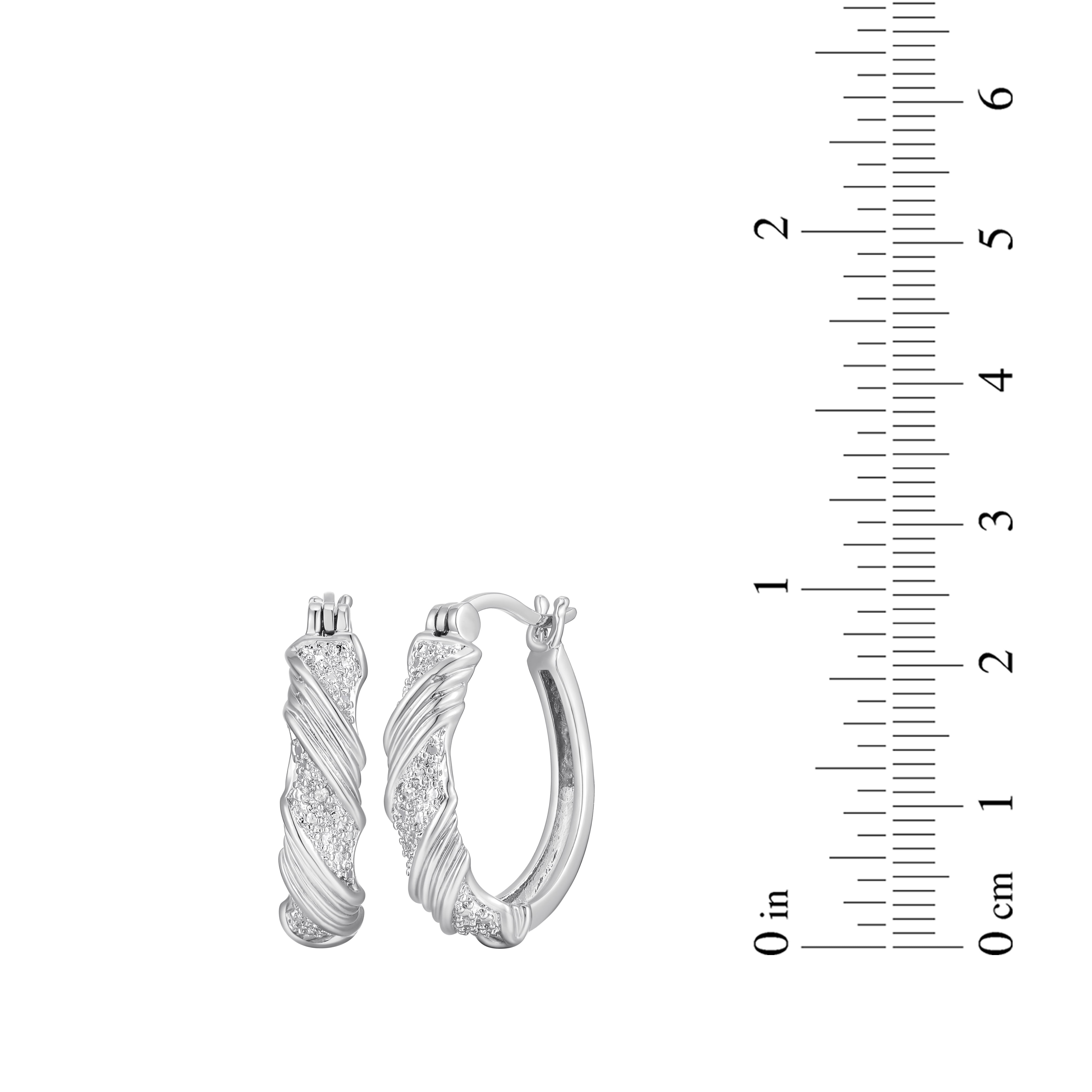 Forever Facets Diamond Accent X&O Hoop Earrings in Rhodium over Bronze, Adult Female