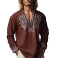 thumbnail image 2 of Royisotas Cotton T Shirts for Men Long Sleeve Vintage Tops Pullover Casual V Neck Mens Shirts Fashion, 2 of 6