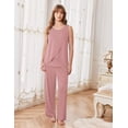 thumbnail image 2 of Ekouaer Maternity Nursing Robe Set 3 Pieces Sleeveless Top, Pregnancy Pants & Robe Double Layer Pajamas, 2 of 6