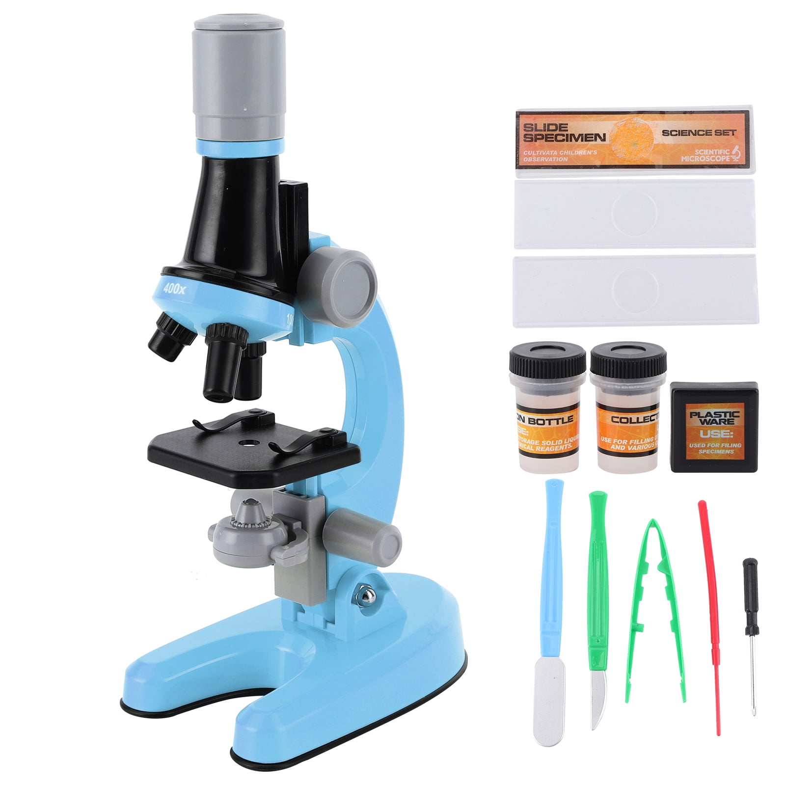Professional 90° Rotating Adjustable 40X‑1200X Simple Microscope blue Safe for Children Kids FEBT 40X‑1200X Microscope 