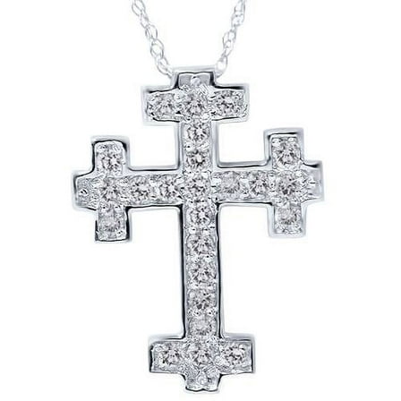 Pompeii 1/2ct Diamond Cross Pendant 14K White Gold 3/4" Tall (G/H,I1-I2)
