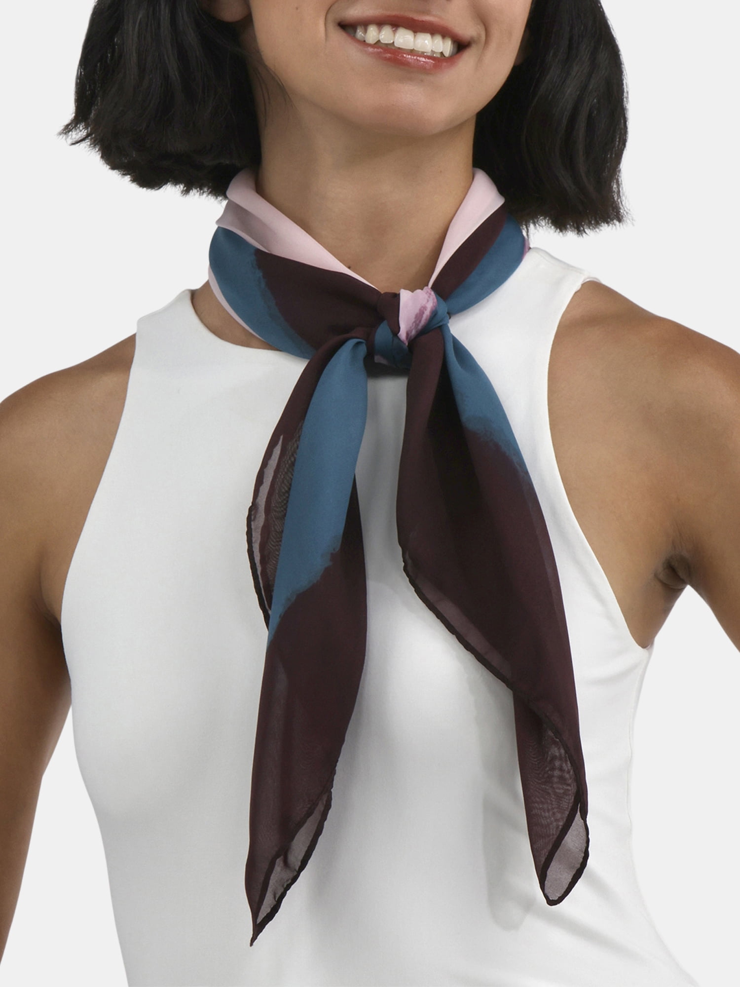 Time and Tru Women's 30 X 30 Printed Square Scarf, One Size, Pink Primrose
