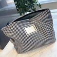 thumbnail image 3 of HELIAHOO Makeup Bag, White Black Grid Pattern Makeup Pouch, Large Capacity Spacious Storage Cute Plaid Cosmetics Pouch Portable Delicate Cosmetic Storage Case for Travel Daily Life CJ912-72646, 3 of 9