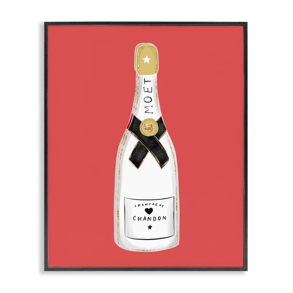 Stupell Industries Contemporary Champagne on Red Black Framed Giclee Art, 11 x 14, by House of Lulu