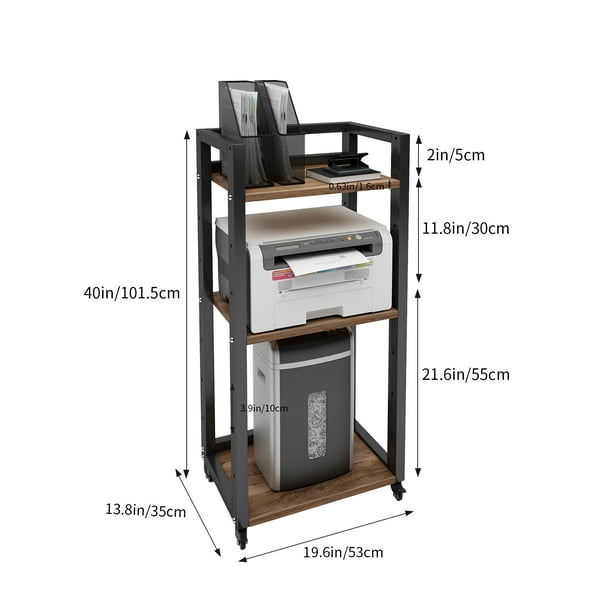 Natwind 3Tier Movable FloorStanding Printer Stand Shredder Stand Adjustable Storage Rack with