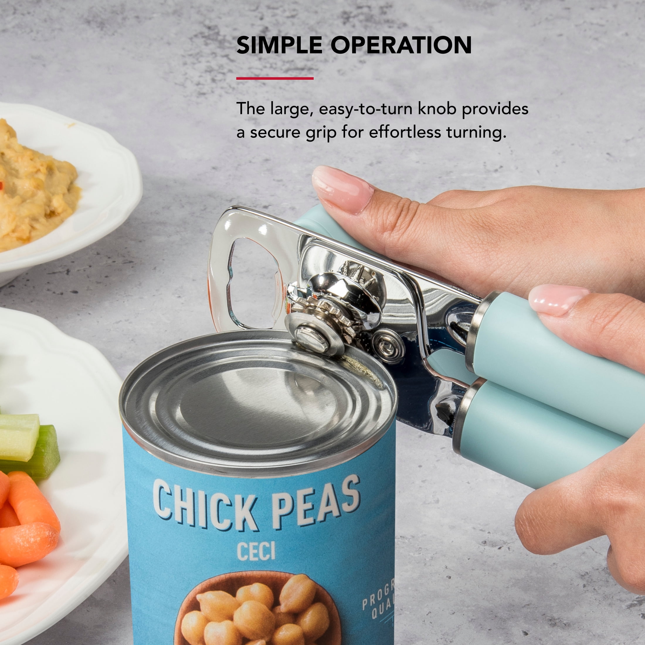 KitchenAid Stainless Steel Manual Can Opener with Bottle Opener and Ergonomic Grip, Mineral Water