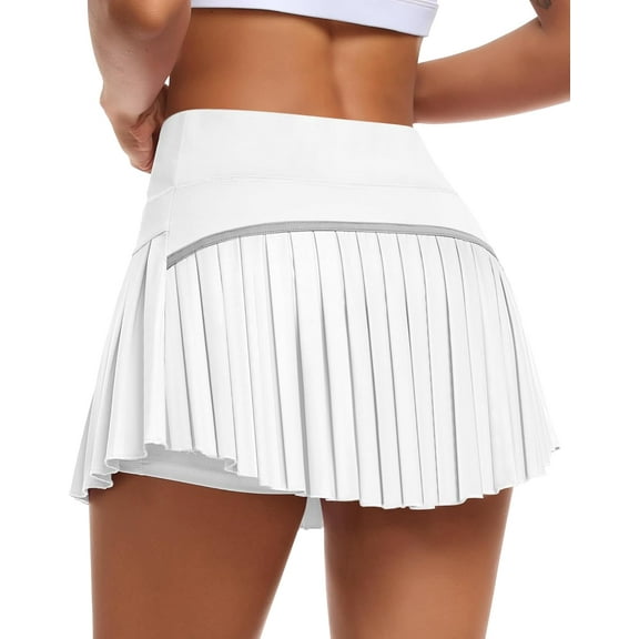 Womens Pleated Tennis Skirt with Shorts High Waisted Golf Skort Mini Skirt Workout Athletic Skorts with Pockets