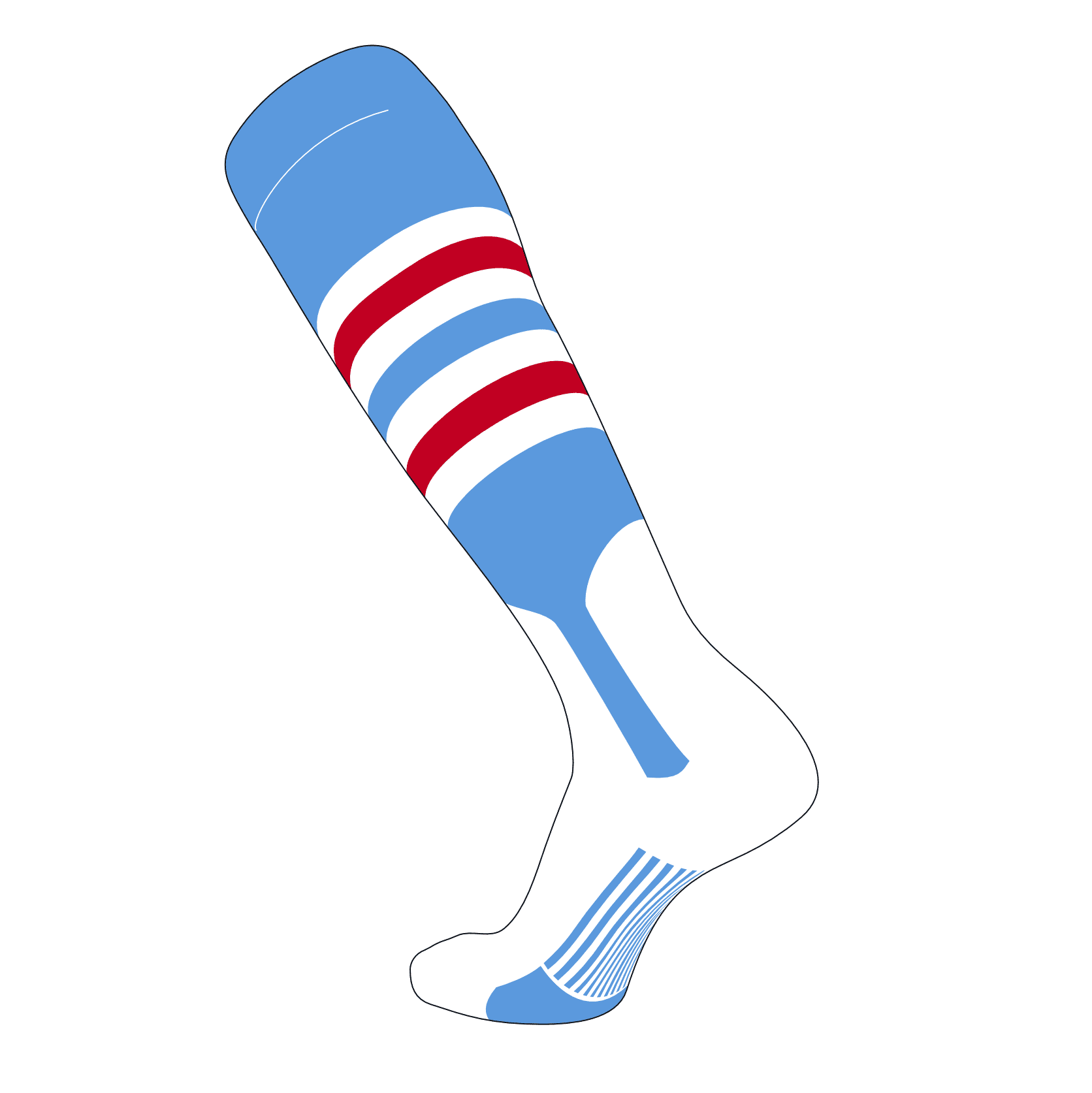 TCK Elite Baseball Football Knee High Striped Socks Royal Blue C White