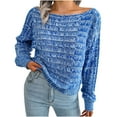 thumbnail image 2 of EGNMCR Pull à Col Rond pour Femmes, Pull pour Femmes Mode Décontractée Colorée Manches Longues Épaules Dénudées Pull Tricoté Col Rond Pull pour Femmes, 2 of 5