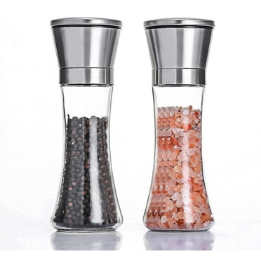 Tyethy Salt and Pepper Grinder Set of 2, Refillable Stainless Steel Salt Pepper Shakers with Adjustable Coarse Mills for Spices Pepper Himalayan Sea Salts