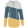 thumbnail image 5 of Jinhomg Womens Quarter Button Up Sweatshirt Fashion Long Sleeve Color Block Hoodies Fall Lightweight Comfort Pullover Top with Pocket Deal of The Day Prime Today Navy XL, 5 of 6