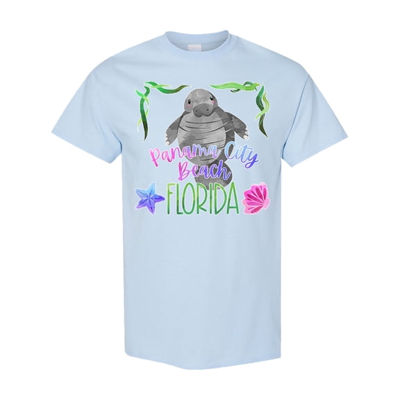 Inktastic Panama City Beach Florida Cute Swimming Manatee T-Shirt