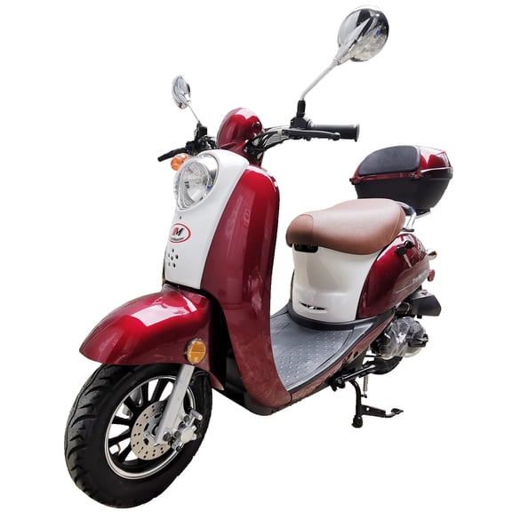 TrailMaster Milano 50N Gas Powered Scooter, 49cc 4-Stroke Engine, Electric/Kick Start, Max Speed 30 MPH, (Pre-Assembled, Red)