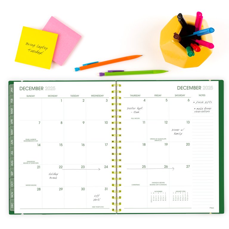 Mead Color Pop 2025 Weekly Monthly Planner, Green, 8.5