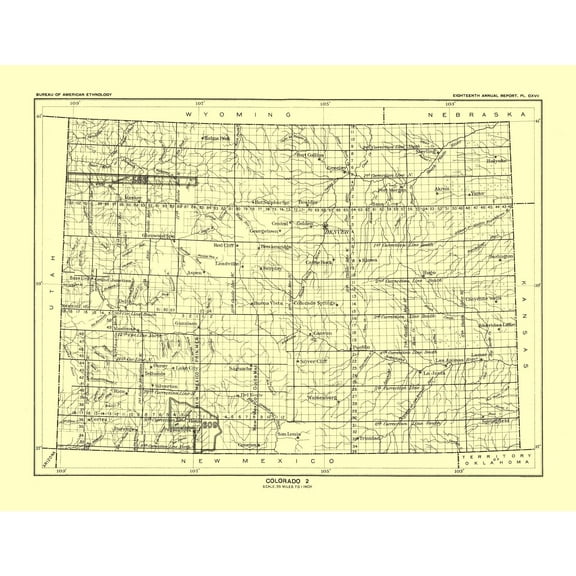 Historic State Map - Colorado - Hoen 1896 - Vintage Wall Art