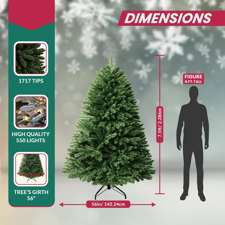 7.5ft Christmas Tree with Lights, Prelit with Foot Pedal, 1717