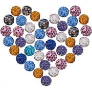 100 Pcs 12mm Random Mixed Color Polymer Clay Clear Gemstones Cubic Zirconia CZ Stones Pave Micro Setting Disco Ball Spacer Beads Round Bracelet Connector Charms Beads