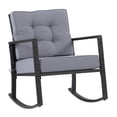 thumbnail image 1 of CorLiving Parksville Resin Wicker and Steel Outdoor Rocking Chair with Cushions and Arm Rests, Black/Grey, 1 of 8