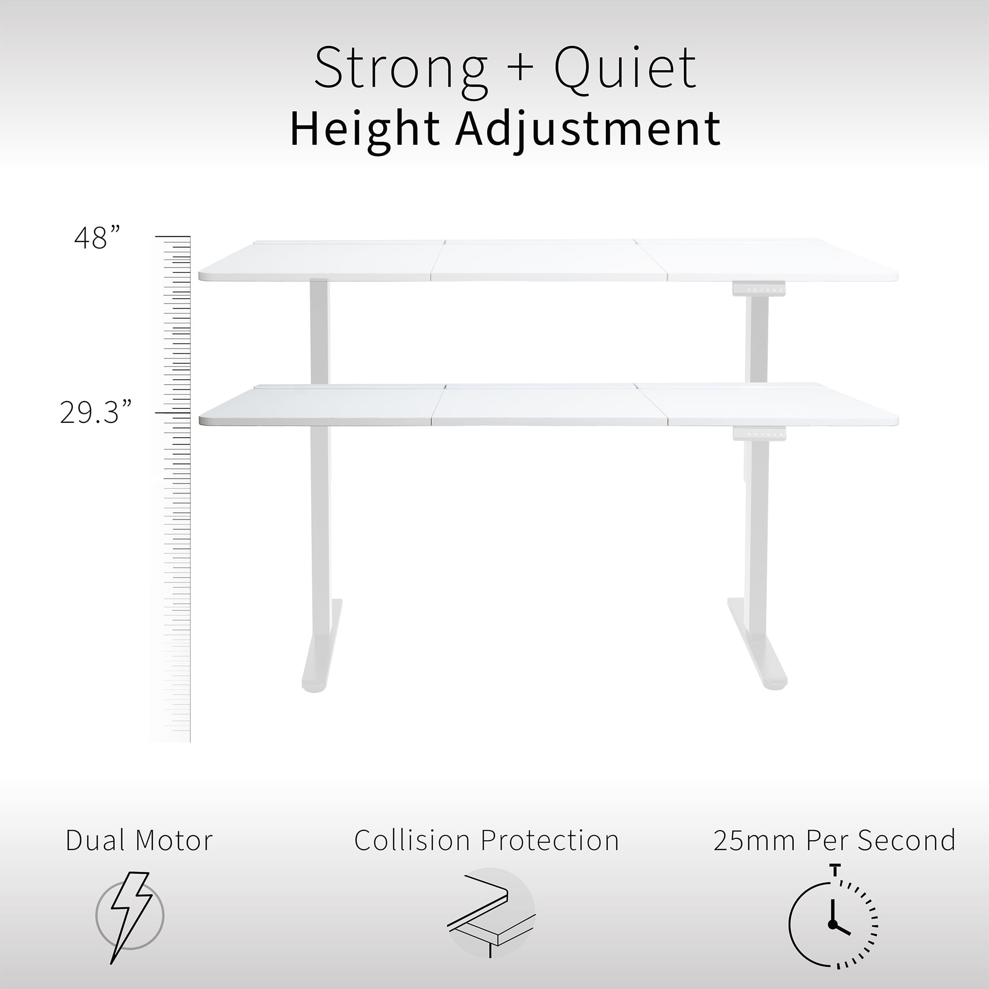 VIVO Electric 60" x 30" Desk, Full Pad, White Hidden Cable Tabletop, White Frame