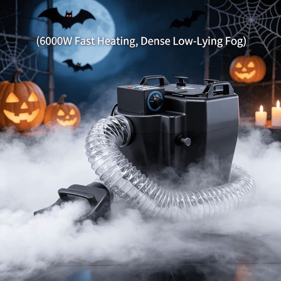Halloween Smoke Machine,6000W Dry Ice Machine with 18L Water Tank,Low Lying Fog Machine for Wedding Party Stage Club