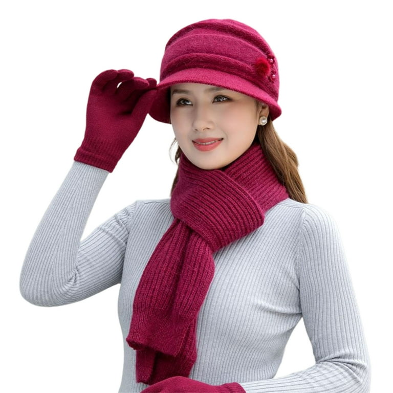 Womens Hat Scarf and Gloves Set - Ladies Hat and Scarf Set