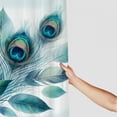 thumbnail image 3 of JRXY Floral Realistic Peacock Feathers Blue Shiny Foliage Square Shower Curtain Multiple Sizes White, 3 of 6