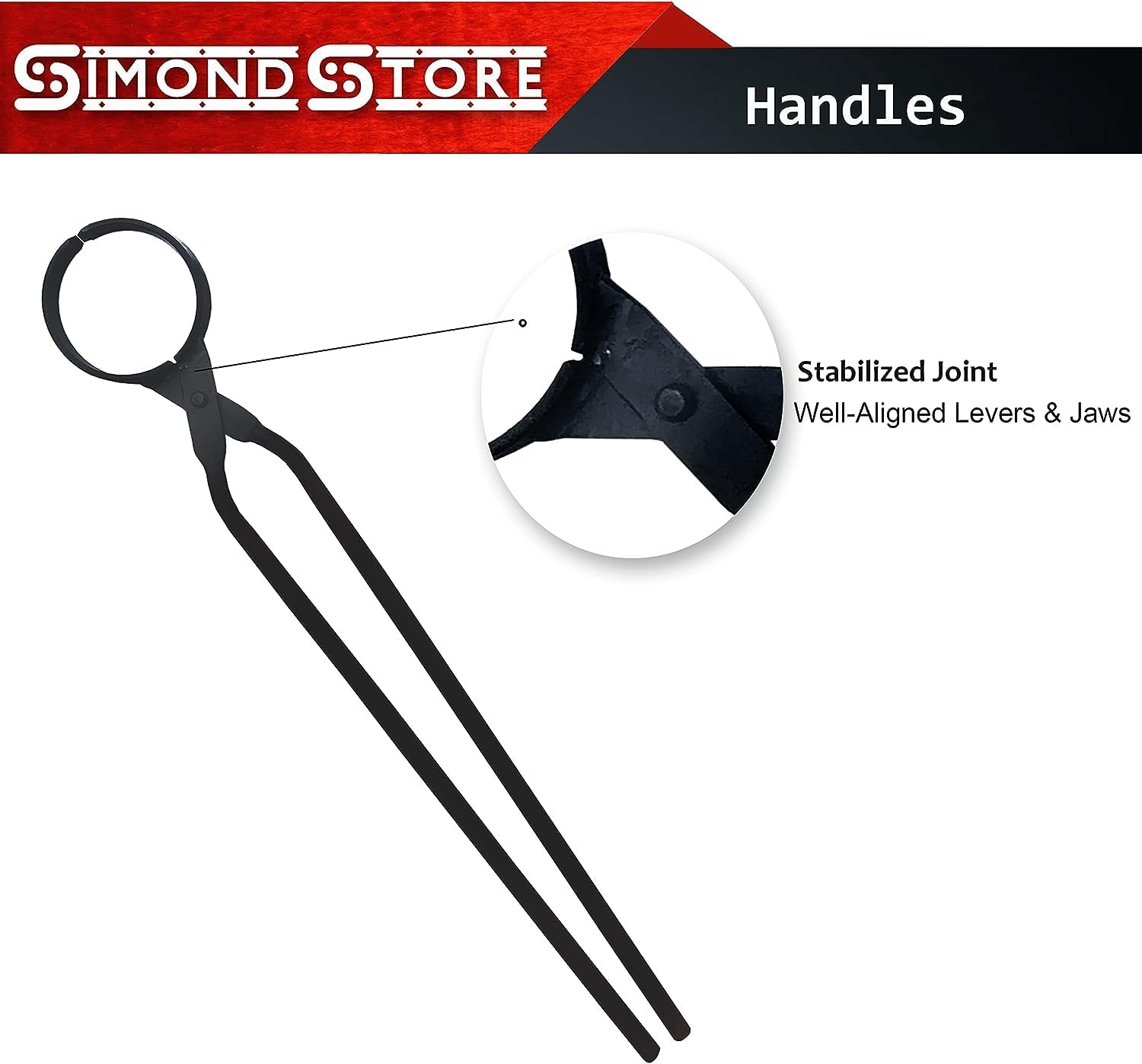 Simond Store 27" Blacksmith Tong Foundry Flask Metal Tongs for Clay Graphite and Graphite Crucibles, Heavy Duty Steel Tong 3.5" Diameter for Metal Melting Refining Casting Gold, Silver