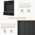 thumbnail image 6 of Modern Hall Tree with Wide Storage Seating Bench, Entryway Shoe Cabinet with 13 Compartments, Elegant Coat Rack with 6 Hooks for Mudroom, Living room, Black, 6 of 7