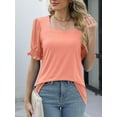 thumbnail image 3 of Womens Top Square Neck Ruffled Cuffs Sleeve Casual Loose Blouse T Shirts, 3 of 6