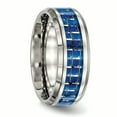 thumbnail image 4 of Stainless Steel Polished Blue/White Carbon Fiber Inlay Ring 8 Size, 4 of 6