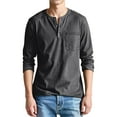 thumbnail image 2 of Mens T-Shirt Long Sleeve Crew Neck Henley Shirt Basic Grey Tshirt with Button Mens Hiking Shirt, 2 of 4