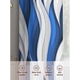 thumbnail image 6 of Blue White Moire Sheer Curtains 96 Inch Length 2 Panels Set - Light Filtering Window Treatments, Modern Abstract Art Rod Pocket Semi Curtains for Living Room/Bedroom/Kitchen Décor, 104"W x 96"L, 6 of 7