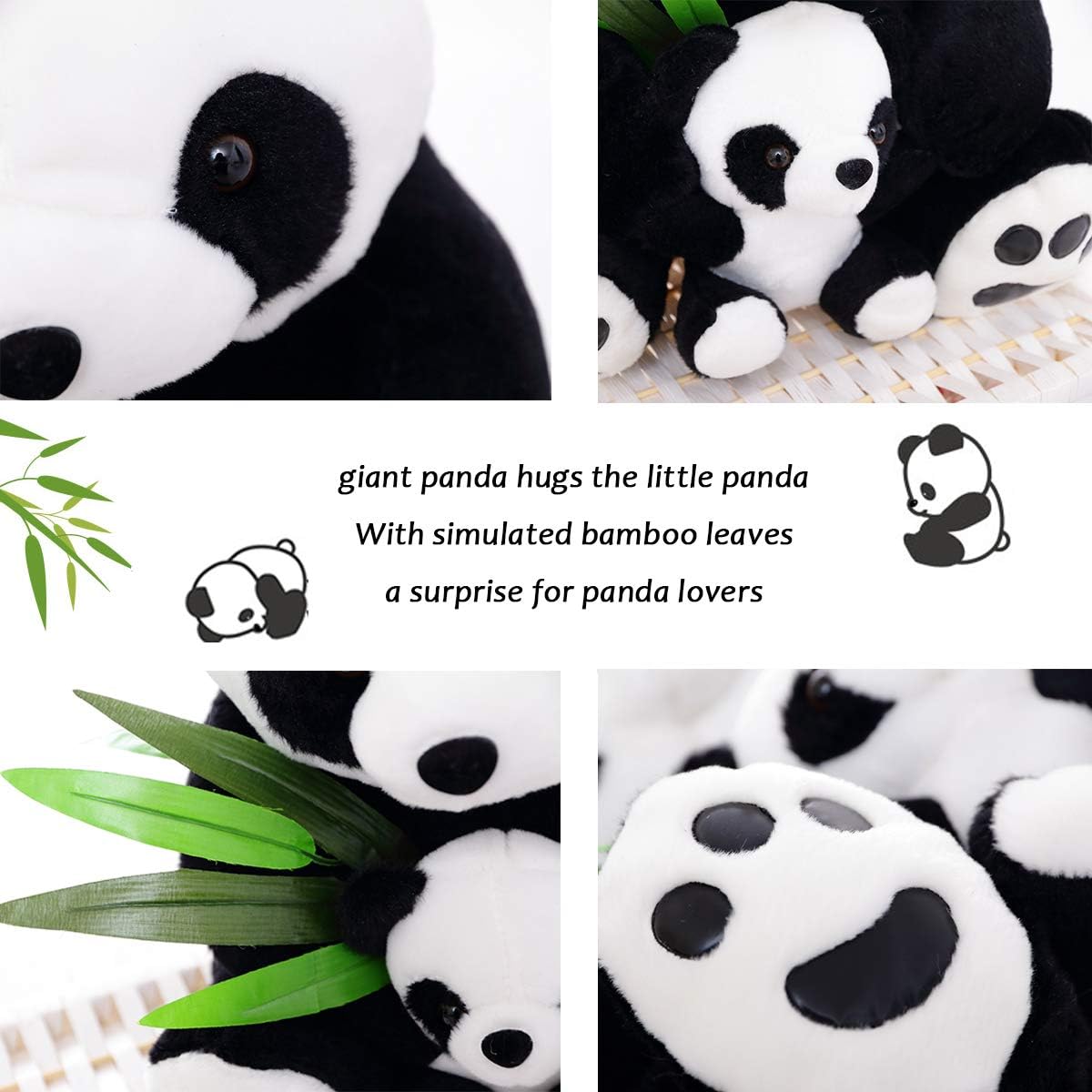TYMZDYN 12" Plush Panda Stuffed Animals with Panda Baby Soft Toy, Native Mom & Baby Plush Bamboo Panda