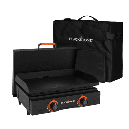 22-Inch Portable Outdoor Griddle Grill with Hard Cover and Carry Bag Bundle, Omnivore Griddle Plate, Flat Top Propane Cooking Station for Camping, Tailgating, Patio & Backyard Cooking