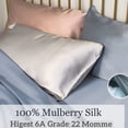 thumbnail image 2 of Mulberry Silk Pillowcase for Hair and Skin Made in USA, Real 22 Momme Satin Pillowcase with Zipper, 6A Grade 100% Natural Silk, Anti Aging, Anti Acne, Wrinkle Free, 1 Pc 20"x30", 2 of 8