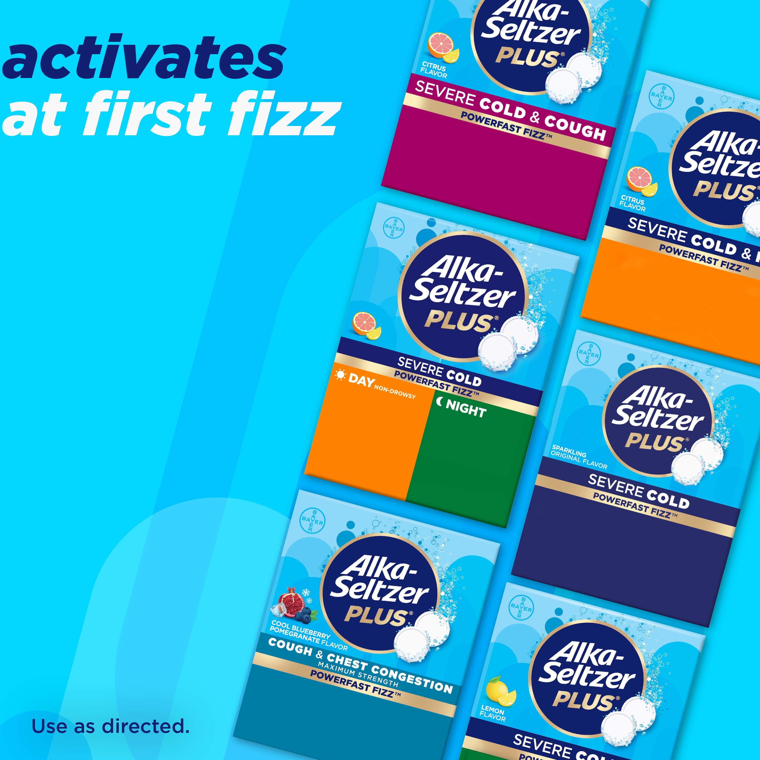 (3 pack) Alka-Seltzer Plus Powerfast Fizz Severe Cold Medicine, Original Effervescent Tablets, 36 Count
