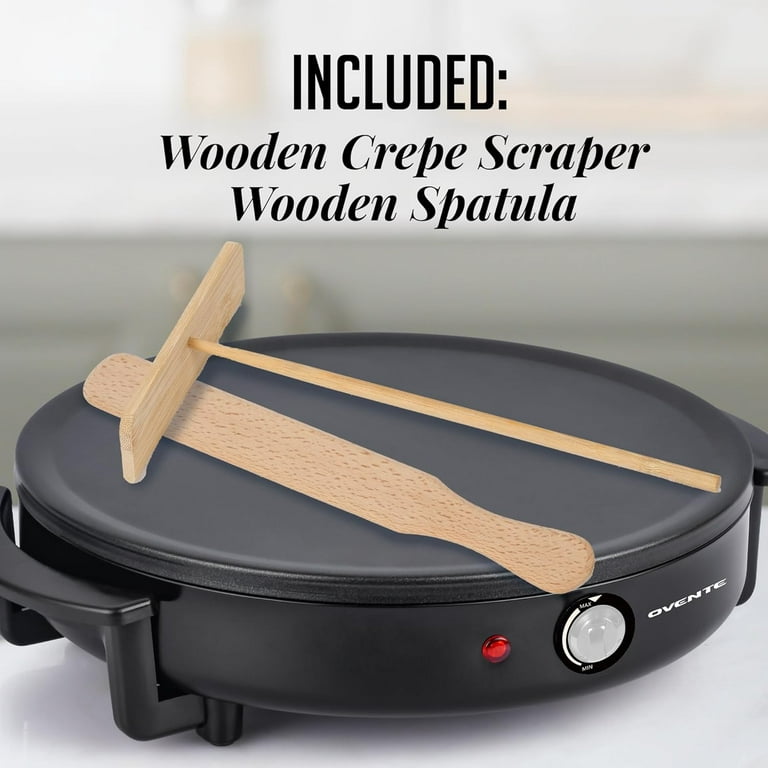 12 Electric Crepe Maker with Wooden Spatula