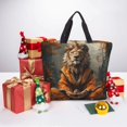 thumbnail image 6 of Fuzoiu Jungle Meditating Lion Print Durable Tote Bag,Shoulder Bag with Zipper Closure,Casual Tote's Handbag,for Daily Use, Shopping, School, Work, 6 of 7