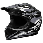 Raider GX3 Motocross Youth Helmet DOT Approved - Black/Silver - Youth Small