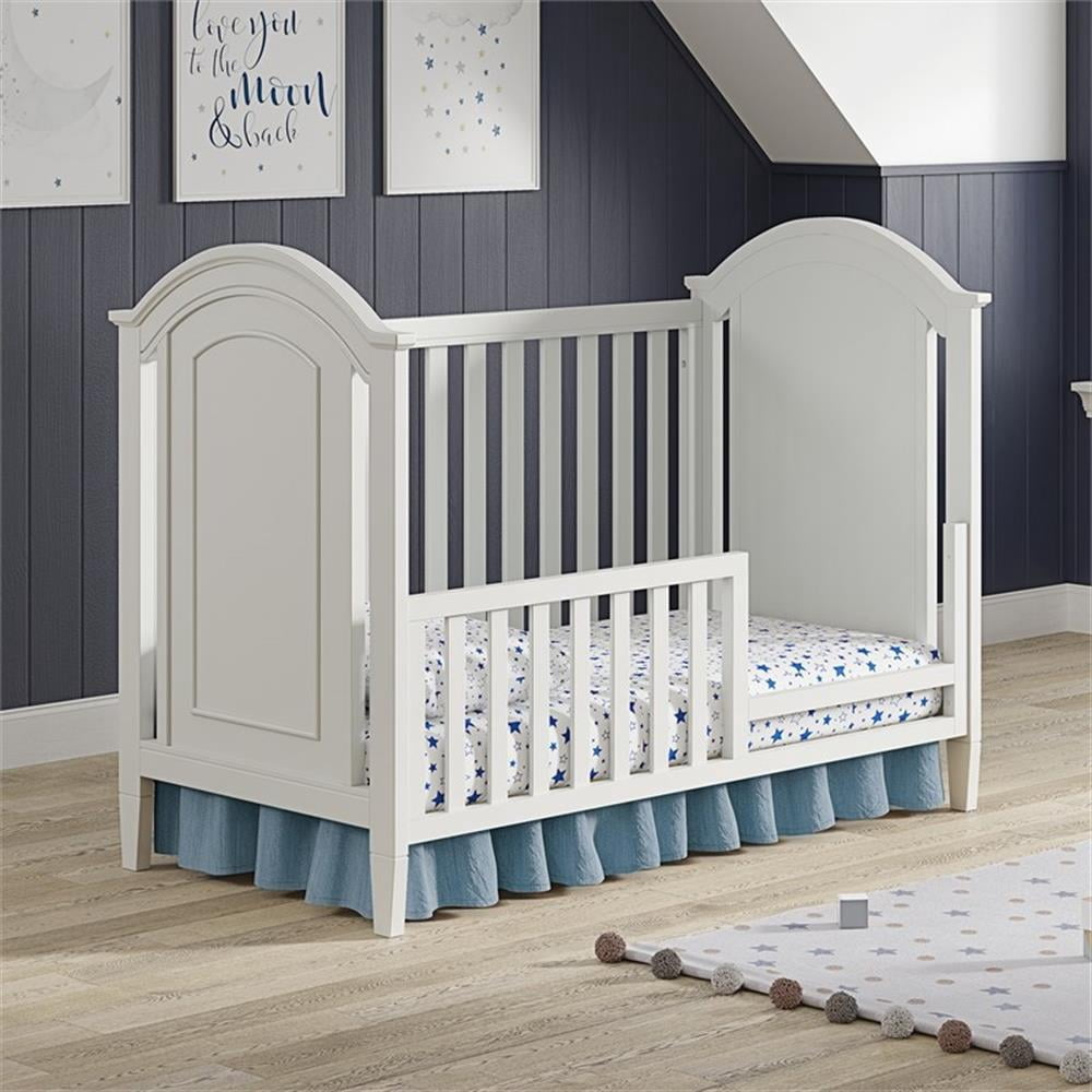 Pemberly Row Wood Transitional Fully Assembled Toddler Rail in White