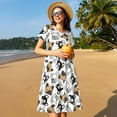 thumbnail image 4 of Daiia French Bulldog3 Print Women's Dresses 2025 Trendy Short sleeve Dresses Casual Baggy Flowy Maxi Sun Dresses, 4 of 6