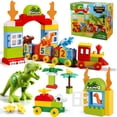 thumbnail image 1 of Construyendo bloques de juguete con diseño de dinosaurio y conejo, con tren y T-rex, 1 of 7