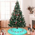 thumbnail image 1 of Falda de árbol de Navidad con flamencos azules tropicales, falda de árbol de Navidad para fiestas festivas, árbol de Papá Noel, decoración de casa de Año Nuevo, interior y exterior, 30.0 in, 1 of 1