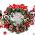 thumbnail image 4 of Norbi Merry Christmas Wreath with Lights 11.81 Inch Pre-lit Christmas Wreath with Big Bow Pine Cones Berries Artificial Xmas Wreath Hanging Ornament for Door Wall Window Battery Operated, 4 of 7