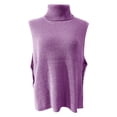 thumbnail image 4 of Tittly Vest for Women Waistcoat Vest Ladies' Solid Color Knit Turtleneck Pullover Loose Sleeveless Vest Vest Tops for Women Tank Tops Purple XL, 4 of 5