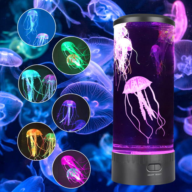 LED Fantasy Lava Lamp, EEEkit 5 Color Changing Light Effects with 3 Jelly  Fish, USB Electric