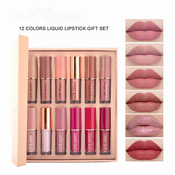 12-color Liquid Lipstick Set Non-stick Cup